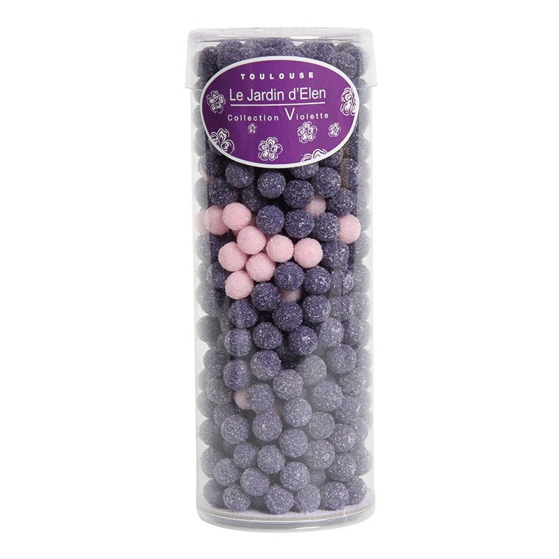 Étui perles de violettes cristallisées et baies de roses 190gr Étui perles de violettes cristallisées et baies de roses 190gr