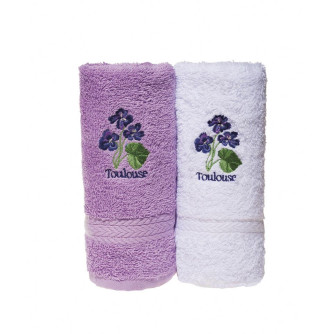 Guest towel with embroideries (purple)