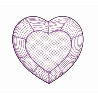 Corbeille grillage coeur violet