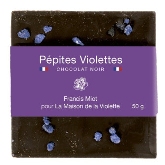 "Pépites" Violette : tablette 50g chocolat noir / Violette par Francis Miot