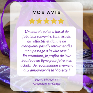Tous les commerçants comprennent notre joie à la lecture de vos mots ! 

La Maison de la Violette est une entreprise familiale, mais surtout une activité passion. Et on reçoit vos avis comme des lettres d'amour 💜

#Violettes #Violette #ViolettesDeToulouse #MaisonDeLaViolette #lamaisondelaviolette #violettes #violettesdetoulouse #àtoulouse #visiteztoulouse #toulousecity #culture #artisanatfrancais #boutique #madeinoccitanie #occitanie #createurfrancais #creatricefrancaise